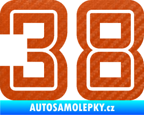 Samolepka Startovní číslo 38 typ 7 3D karbon oranžový