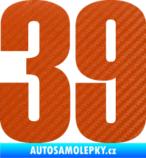 Samolepka Startovní číslo 39 typ 2      3D karbon oranžový