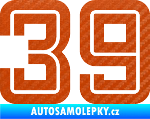 Samolepka Startovní číslo 39 typ 7 3D karbon oranžový
