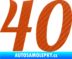 Samolepka Startovní číslo 40 typ 3 3D karbon oranžový