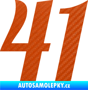 Samolepka Startovní číslo 41 typ 3 3D karbon oranžový
