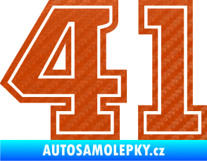 Samolepka Startovní číslo 41 typ 5 3D karbon oranžový