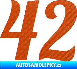 Samolepka Startovní číslo 42 typ 3 3D karbon oranžový
