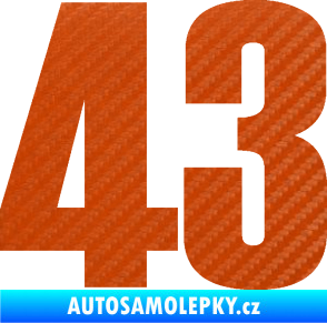 Samolepka Startovní číslo 43 typ 2    3D karbon oranžový