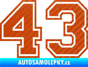 Samolepka Startovní číslo 43 typ 4 3D karbon oranžový