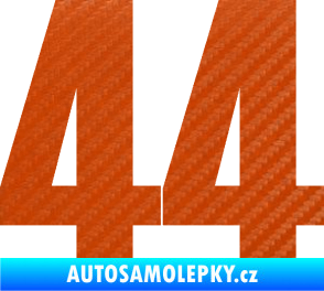 Samolepka Startovní číslo 44 typ 2     3D karbon oranžový
