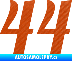 Samolepka Startovní číslo 44 typ 3 3D karbon oranžový