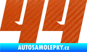 Samolepka Startovní číslo 44 typ 6 3D karbon oranžový