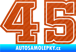 Samolepka Startovní číslo 45 typ 5 3D karbon oranžový