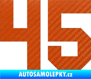 Samolepka Startovní číslo 45 3D karbon oranžový