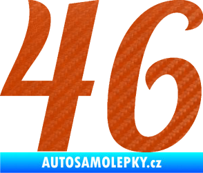 Samolepka Startovní číslo 46 typ 3 3D karbon oranžový