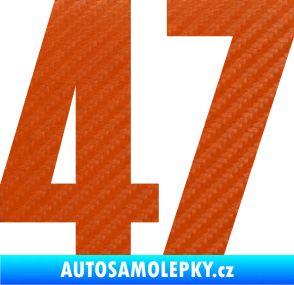 Samolepka Startovní číslo 47 typ 2       3D karbon oranžový