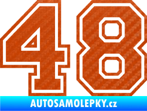 Samolepka Startovní číslo 48 typ 4 3D karbon oranžový