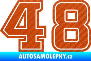 Samolepka Startovní číslo 48 typ 5 3D karbon oranžový