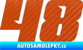 Samolepka Startovní číslo 48 typ 6 3D karbon oranžový