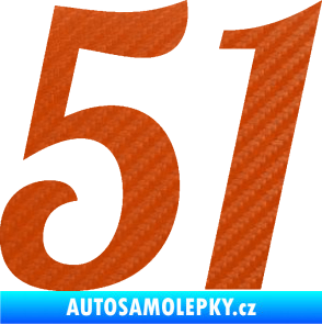 Samolepka Startovní číslo 51 typ 3 3D karbon oranžový