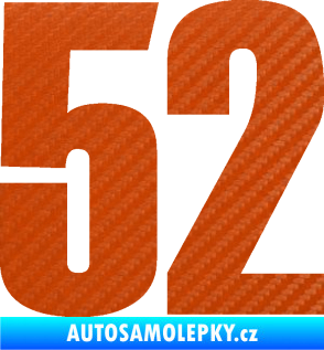Samolepka Startovní číslo 52 typ 2  3D karbon oranžový