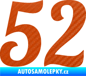 Samolepka Startovní číslo 52 typ 3 3D karbon oranžový
