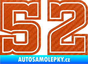 Samolepka Startovní číslo 52 typ 5 3D karbon oranžový