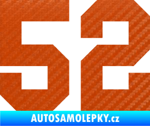 Samolepka Startovní číslo 52 3D karbon oranžový