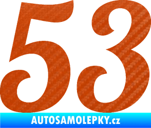 Samolepka Startovní číslo 53 typ 3 3D karbon oranžový