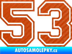 Samolepka Startovní číslo 53 typ 4 3D karbon oranžový