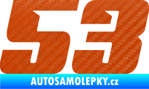 Samolepka Startovní číslo 53 typ 6 3D karbon oranžový
