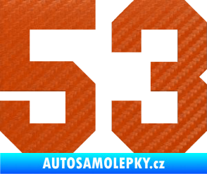 Samolepka Startovní číslo 53 3D karbon oranžový