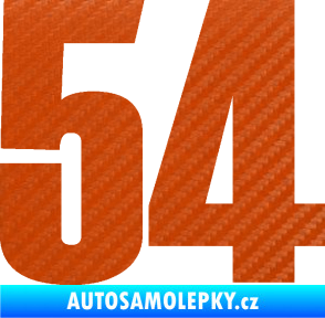 Samolepka Startovní číslo 54 typ 2   3D karbon oranžový