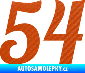 Samolepka Startovní číslo 54 typ 3 3D karbon oranžový