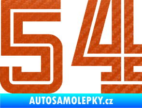 Samolepka Startovní číslo 54 typ 7 3D karbon oranžový