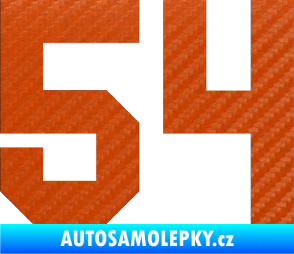 Samolepka Startovní číslo 54 3D karbon oranžový