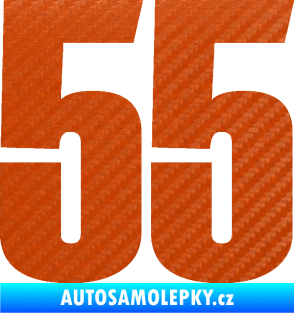 Samolepka Startovní číslo 55 typ 2   3D karbon oranžový