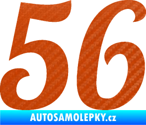 Samolepka Startovní číslo 56 typ 3 3D karbon oranžový