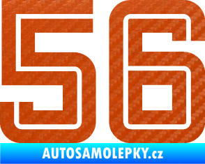 Samolepka Startovní číslo 56 typ 7 3D karbon oranžový
