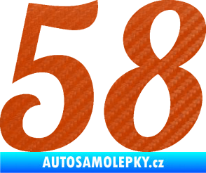 Samolepka Startovní číslo 58 typ 3 3D karbon oranžový