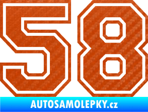 Samolepka Startovní číslo 58 typ 4 3D karbon oranžový