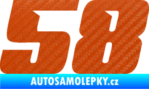 Samolepka Startovní číslo 58 typ 6 3D karbon oranžový