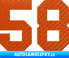 Samolepka Startovní číslo 58 3D karbon oranžový