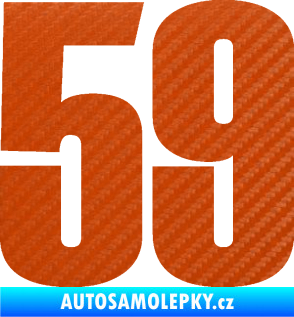 Samolepka Startovní číslo 59 typ 2    3D karbon oranžový
