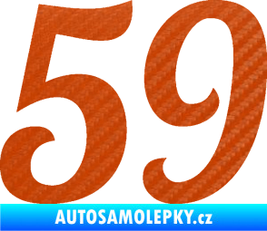 Samolepka Startovní číslo 59 typ 3 3D karbon oranžový