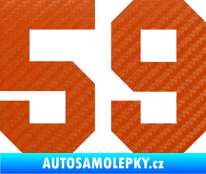 Samolepka Startovní číslo 59 3D karbon oranžový