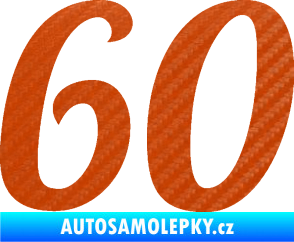 Samolepka Startovní číslo 60 typ 3 3D karbon oranžový