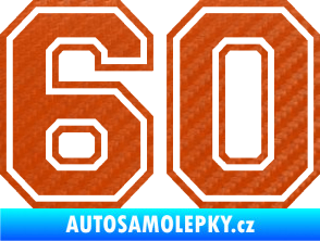 Samolepka Startovní číslo 60 typ 4 3D karbon oranžový