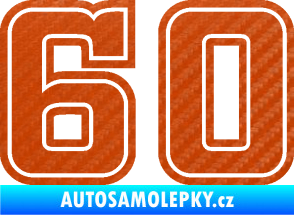 Samolepka Startovní číslo 60 typ 5 3D karbon oranžový