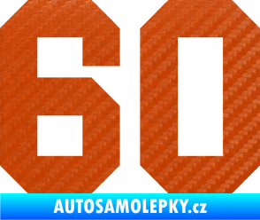 Samolepka Startovní číslo 60 3D karbon oranžový