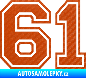 Samolepka Startovní číslo 61 typ 4 3D karbon oranžový