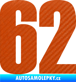 Samolepka Startovní číslo 62 typ 2  3D karbon oranžový