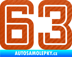 Samolepka Startovní číslo 63 typ 7 3D karbon oranžový