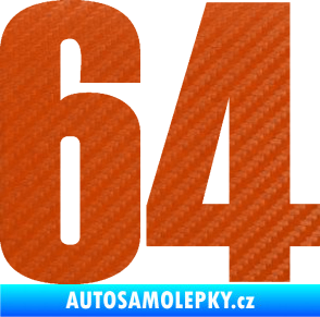Samolepka Startovní číslo 64 typ 2    3D karbon oranžový